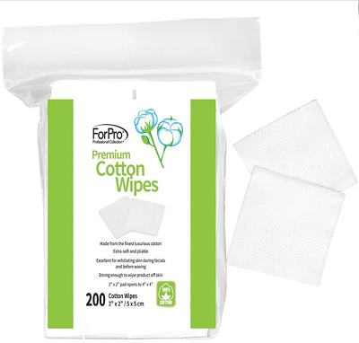 ForPro Premium 100% Cotton Wipes 2" x 2" 200-Count